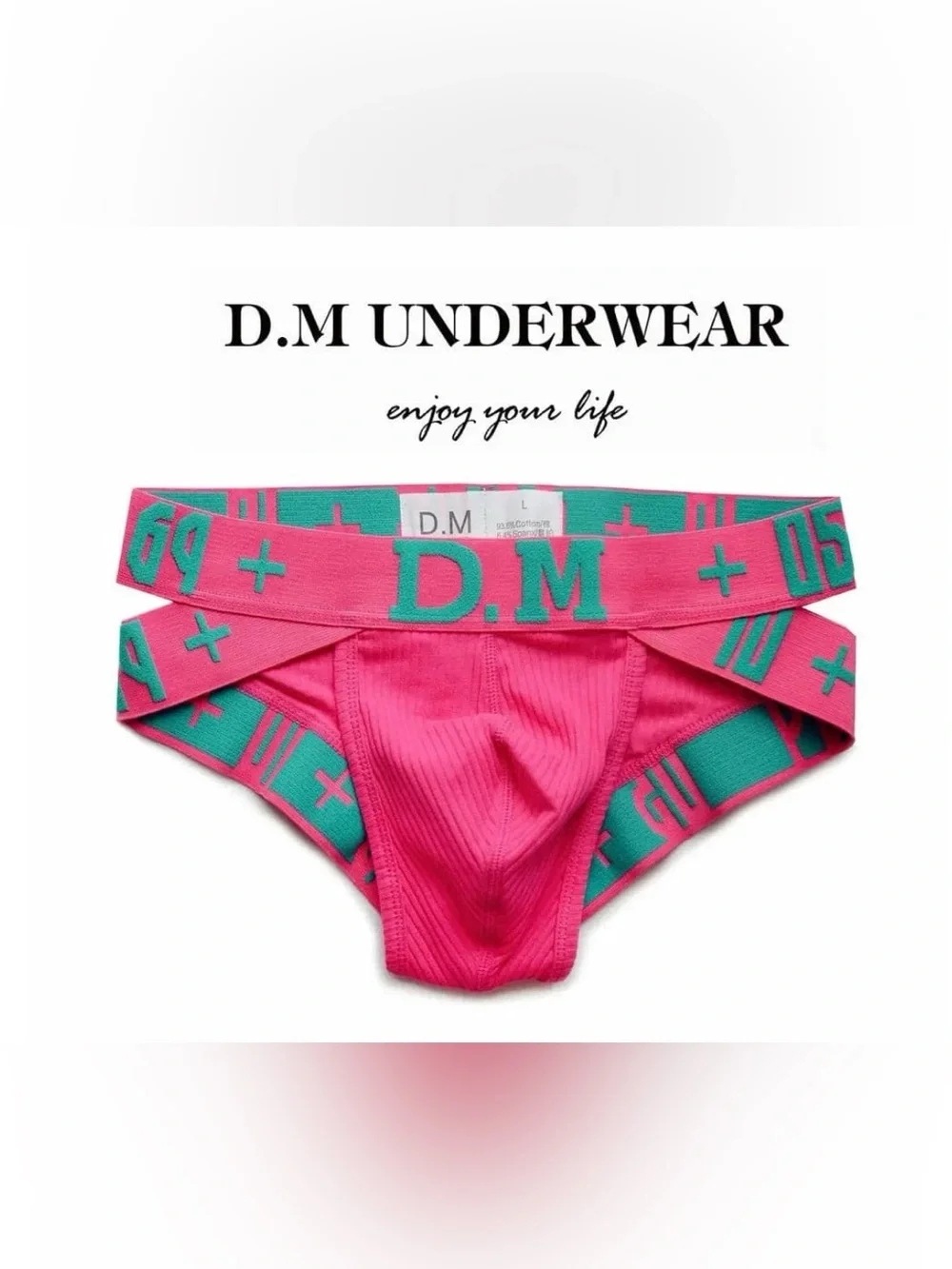 D.M MAN Men's Pink and Tesl jockstrap-style underwear Briefs Size M
